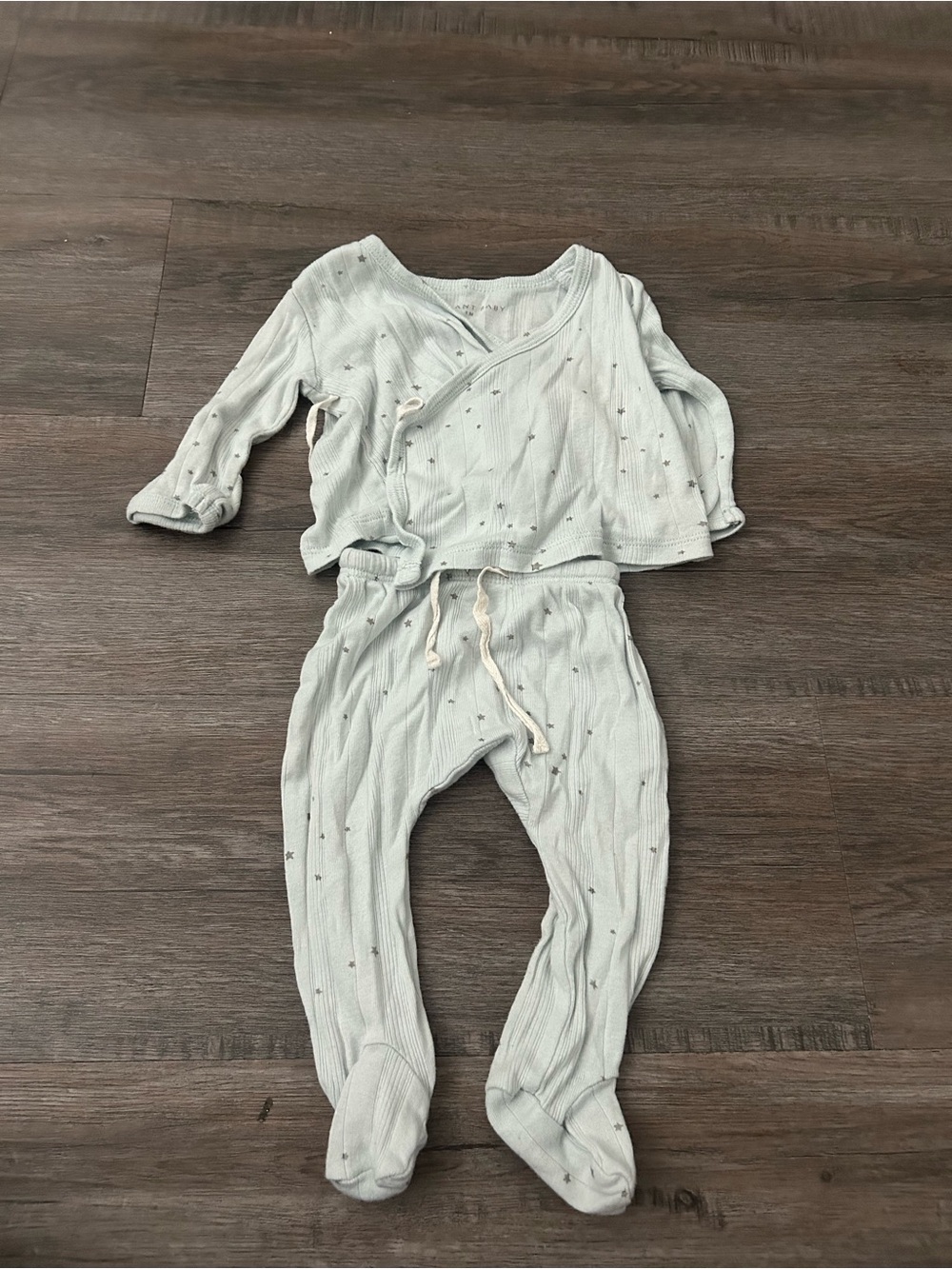 Elegant Baby Organic Cotton Light Blue Footed Pajama Set for Kids